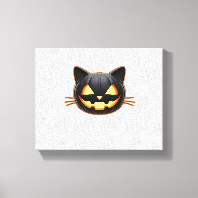 Lienzo Camiseta clásica de Emoji de gato negro o'Lantern (Anverso)