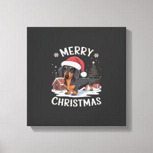 Lienzo Camiseta clásica de Navidad alegre Dachshund