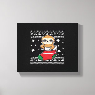 Lienzo Camiseta clásica de perezoso de Navidad