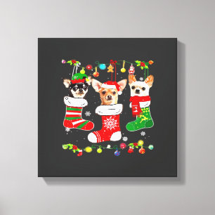 Lienzo Camiseta clásica de perro de luces de Navidad Chih