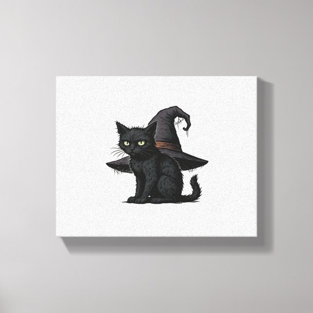 Lienzo Camiseta clásica del gato mágico de Halloween (Anverso)