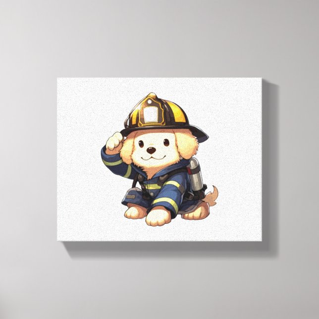 Lienzo Camiseta clásica para bomberos de perros (Anverso)