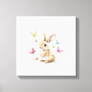 Lienzo Camiseta Conejito Pascua Mariposa Conejito Lindo