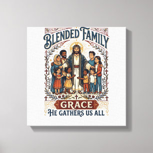 Lienzo Camiseta Cristiana de Familia Mixta de Jesús