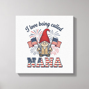 Lienzo Camiseta de abuela Nana Gnome patriota vintage Des
