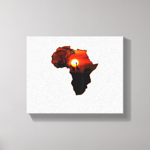 Lienzo Camiseta de África Mapa de África Tee Atardecer su