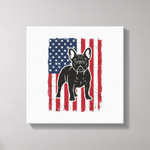 Lienzo Camiseta de bandera de bulldog francés patriótico