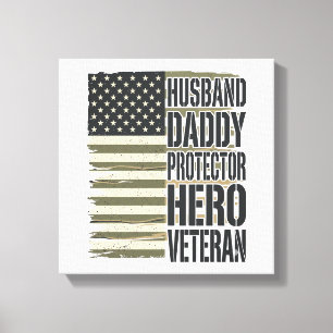 Lienzo Camiseta de bandera de héroe protector papá marido