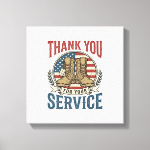 Lienzo Camiseta de Botas Militares de Gracias por su Serv