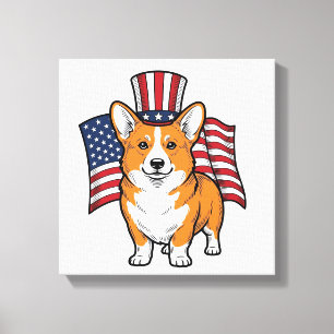 Lienzo Camiseta de diseño de grabado vintage de Corgi pat
