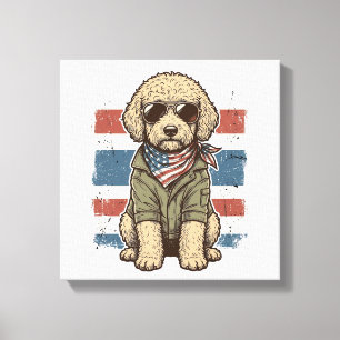 Lienzo Camiseta de diseño de perro garabato patriótico vi