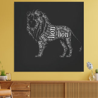 Lienzo Camiseta de diseño tipográfico de león poderoso