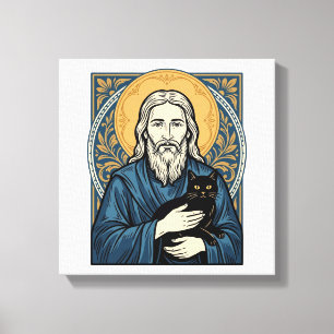 Lienzo Camiseta de diseño vectorial de retrato de gato sa