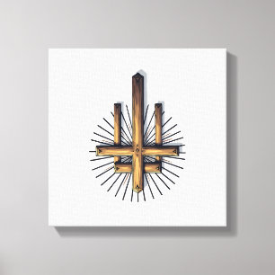 Lienzo Camiseta de fe con grabado vintage de tres cruces