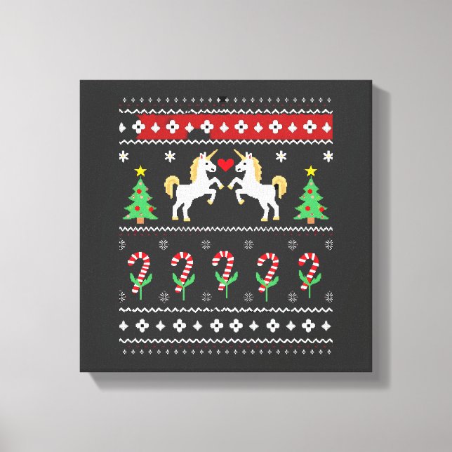 Lienzo Camiseta de fiesta de suéter feo de Navidad de uni (Anverso)