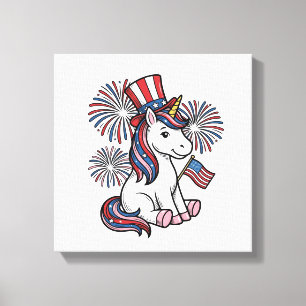 Lienzo Camiseta de fuegos artificiales de unicornio patri