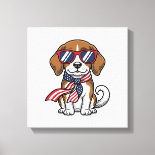 Lienzo Camiseta de gafas de sol de perro Beagle patriótic