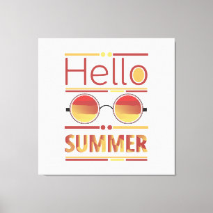 Lienzo Camiseta de Gafas de Sol Puesta de Sol Retro Hola 