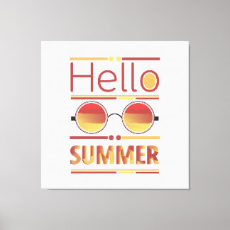 Lienzo Camiseta de Gafas de Sol Puesta de Sol Retro Hola