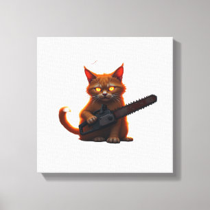 Lienzo camiseta de gato con motosierra Classic T-Shirt