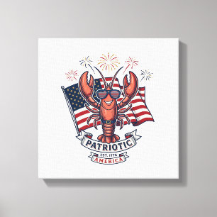 Lienzo Camiseta de grabado vintage de bandera de langosta