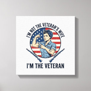 Lienzo Camiseta de grabado vintage patriota veterana muje