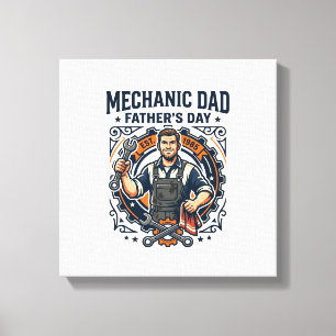 Lienzo Camiseta de mecánico del día del padre Dad diverti