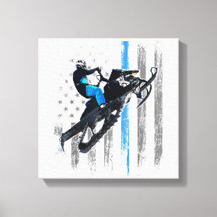 Lienzo Camiseta de moto de nieve de la bandera americana