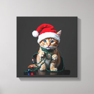 Lienzo Camiseta de Navidad con Gato Siamés Cuello en V