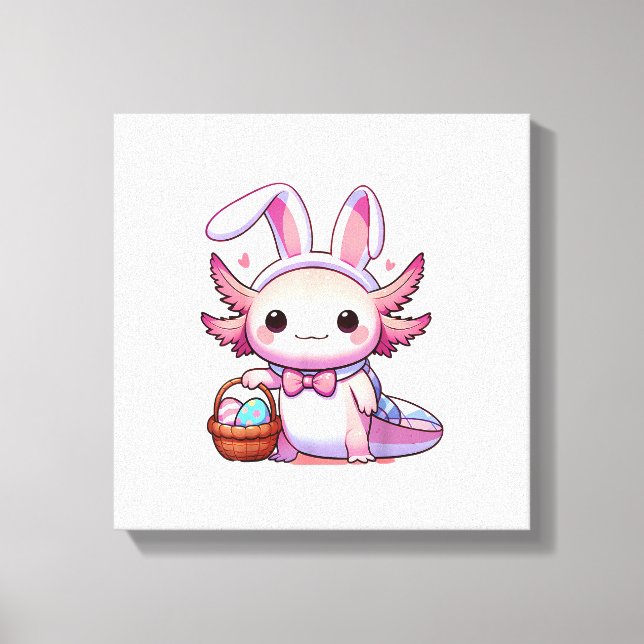 Lienzo Camiseta de Pascua Ajolote Orejas de Conejo Huevos (Anverso)
