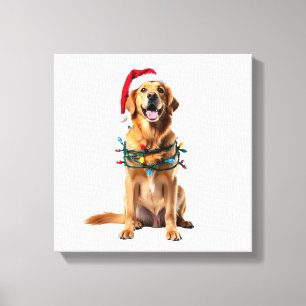 Lienzo Camiseta de perro de Navidad, Golden retriever Pa