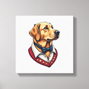 Lienzo Camiseta de perro patriótica vintage de Golden Ret