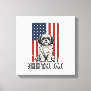 Lienzo Camiseta de perro vintage de bandera patriótica de