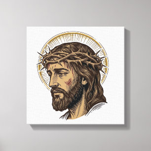 Lienzo Camiseta de retrato de corona de espinas grabada v