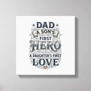 Lienzo Camiseta de tipografía vintage de amor hija héroe
