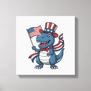 Lienzo Camiseta de vector vintage de dinosaurio patriótic