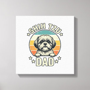 Lienzo Camiseta Diseño Vintage Shih Tzu Padre Amante Perr