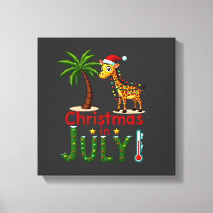 Lienzo Camiseta Divertida de Navidad en Julio Santa Jiraf