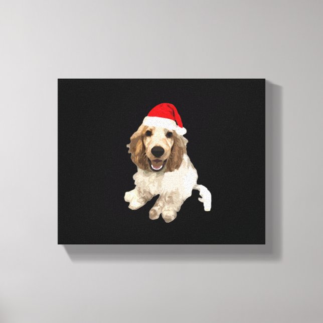 Lienzo Camiseta esencial de Cocker Spaniel de Navidad (Bl (Anverso)