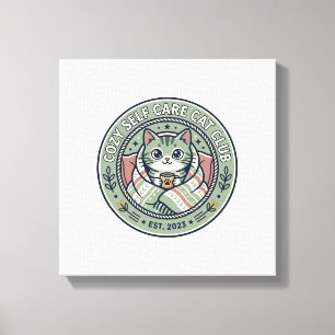 Lienzo Camiseta gráfica de gato de autocuidado acogedor -