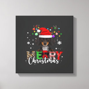 Lienzo Camiseta grande de perro salchicha Santa Feliz Nav