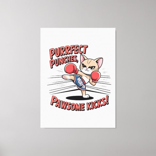 Lienzo Camiseta Muay Thai Boxing Cute Anime Cat (Anverso)