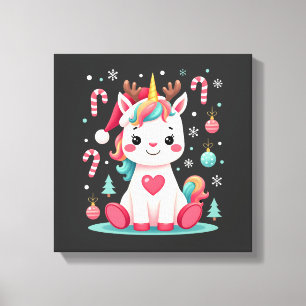 Lienzo Camiseta Navideña Monos Niñas Mujeres Xmas Unicorn