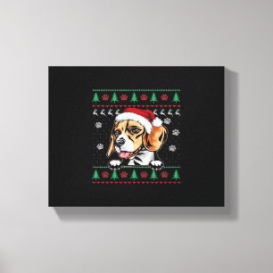 Lienzo Camiseta oversize de Navidad con perro Beagle feo