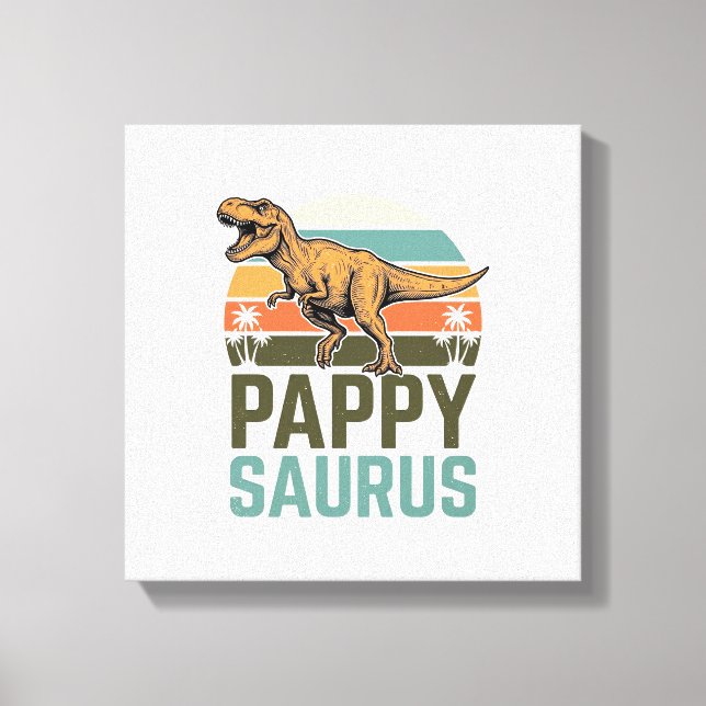 Lienzo Camiseta Pappysaurus Dinosaurio Divertido Atardece (Anverso)