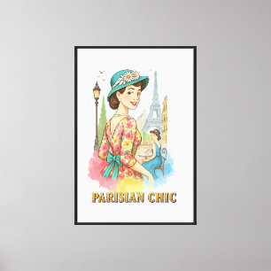 Lienzo Camiseta París Chic, Moda Francesa Vintage Eiff