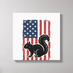 Lienzo Camiseta Patriótica de Ardilla de Bandera American