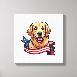 Lienzo Camiseta Patriótica de Onda de Cinta de Retriever 