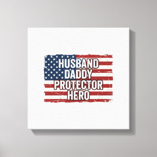 Lienzo Camiseta Patriótica Marido Papá Protector Héroe Ba