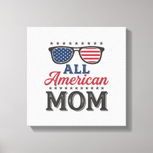 Lienzo Camiseta Patriótica Vintage Mamá Todo Americana_1